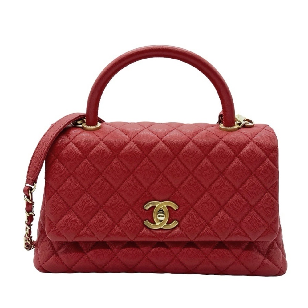 Chanel Coco Handle Caviar Skin Shoulder Bag Red